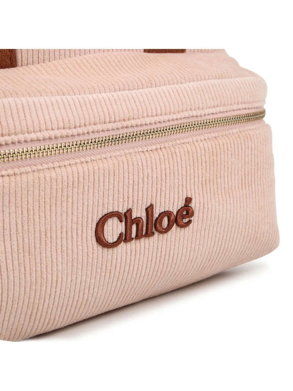CHLOÉ EMBROIDERED-LOGO ORGANIC-COTTON BACKPACK