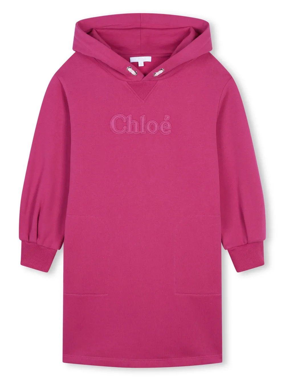 logo-embroidered hooded dress