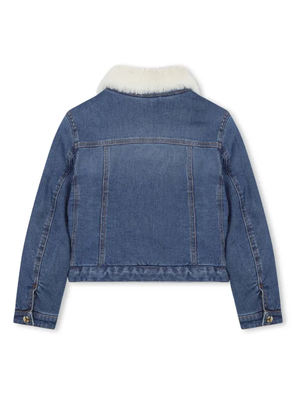 キッズアウター Chloe Blue Washed-Effect Denim Jacket 23638034_53675840_600.jpg