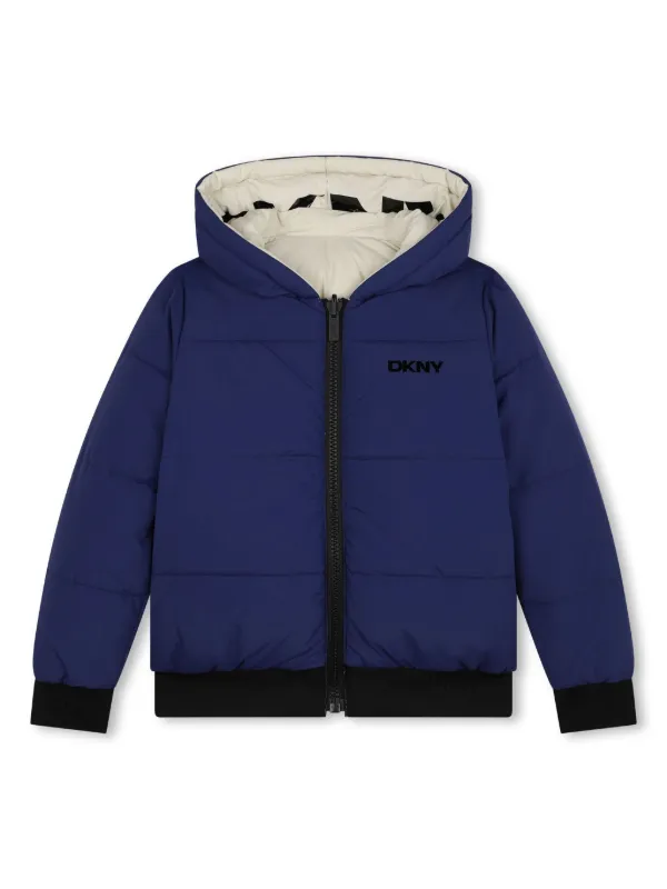 Dkny Kids logo print reversible puffer jacket kids Polyamide 6 yrs Blue