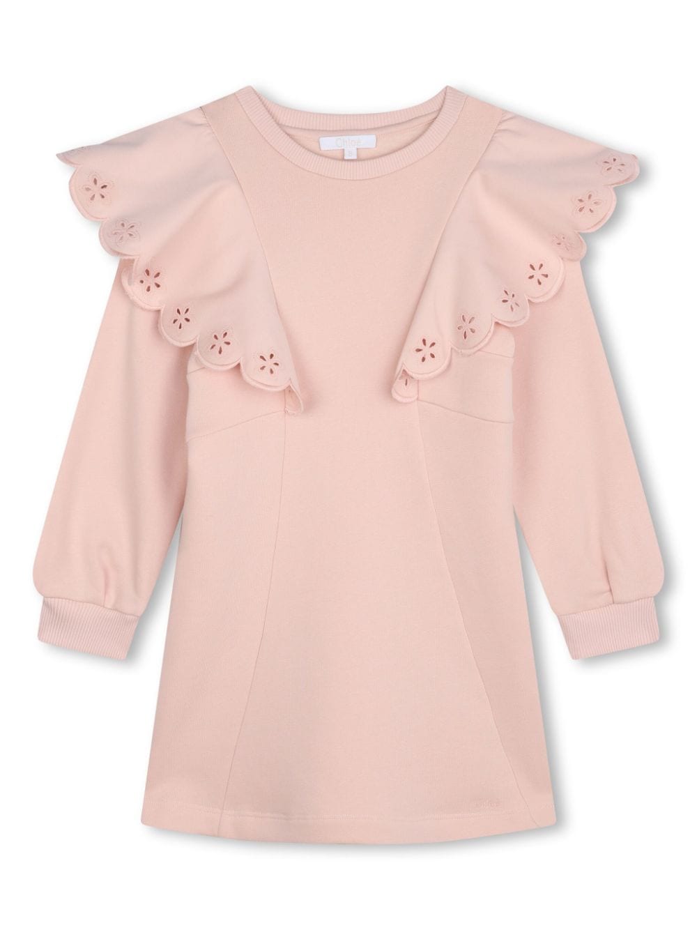 Chloé Kids' Ruffle-detail Organic Cotton Dress In Pink