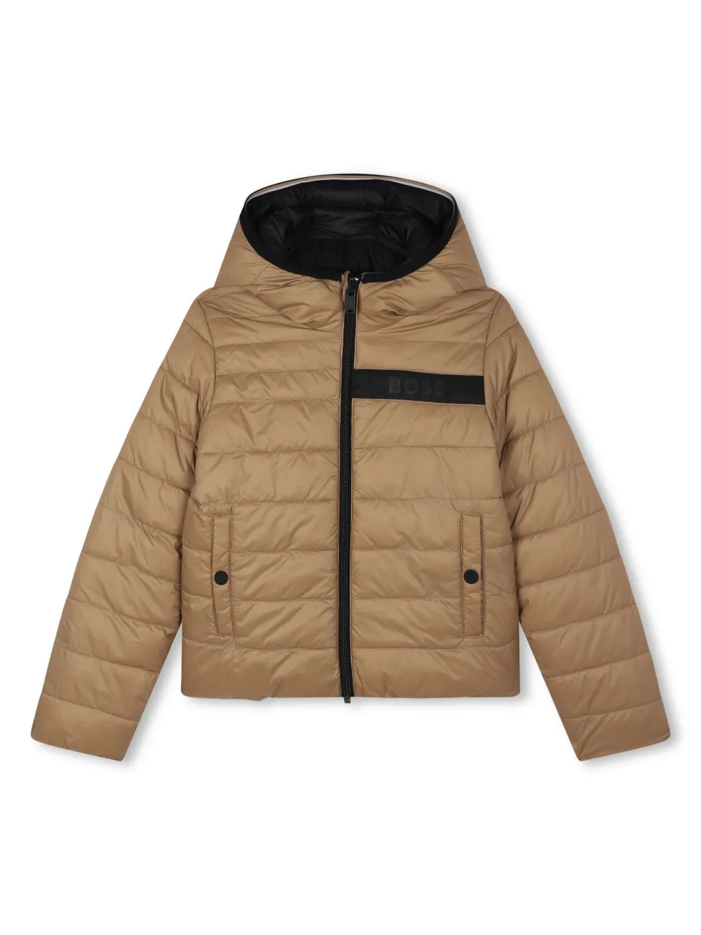 Image 1 of BOSS Kidswear logo-appliqué reversible padded jacket