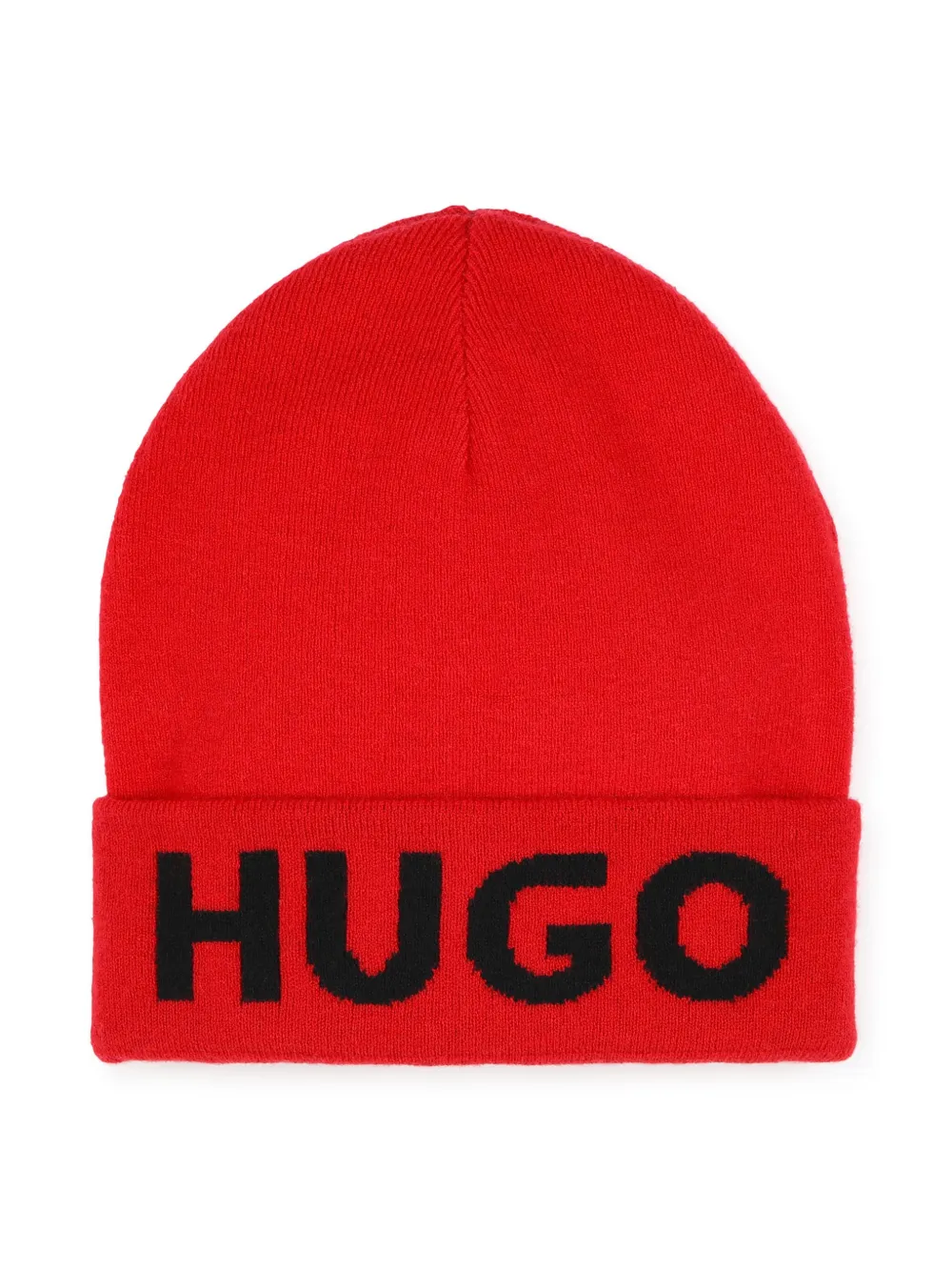 HUGO KIDS Muts met intarsia-logo Rood