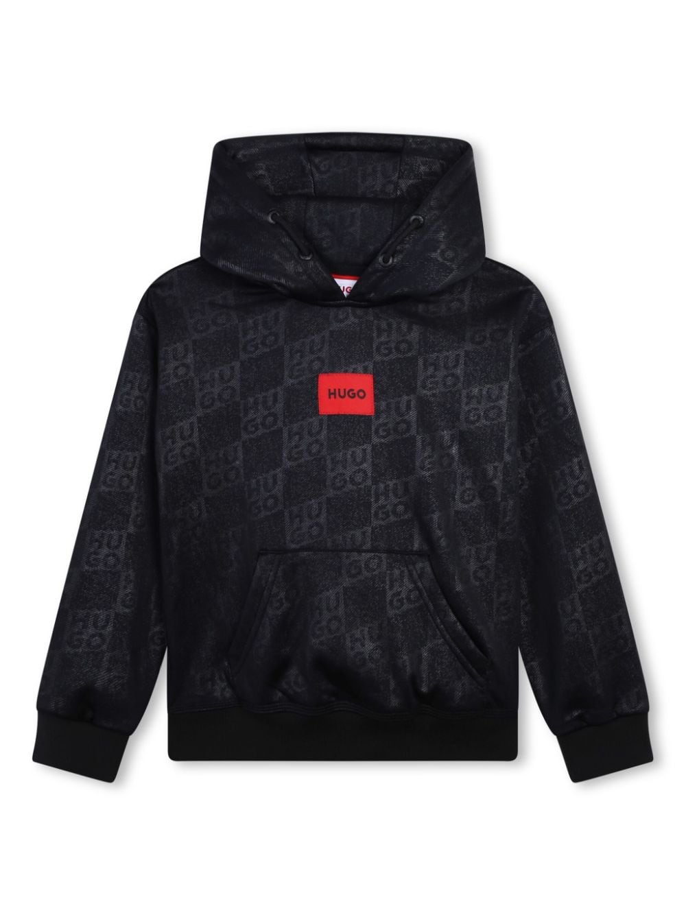 Shop Hugo Monogram-pattern Hoodie In Black