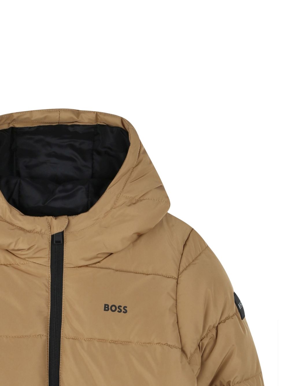 BOSS Kidswear Donsjack met logoprint Beige