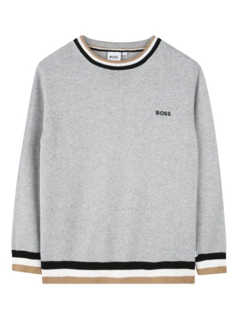 BOSS Kidswear striped-edge jumper