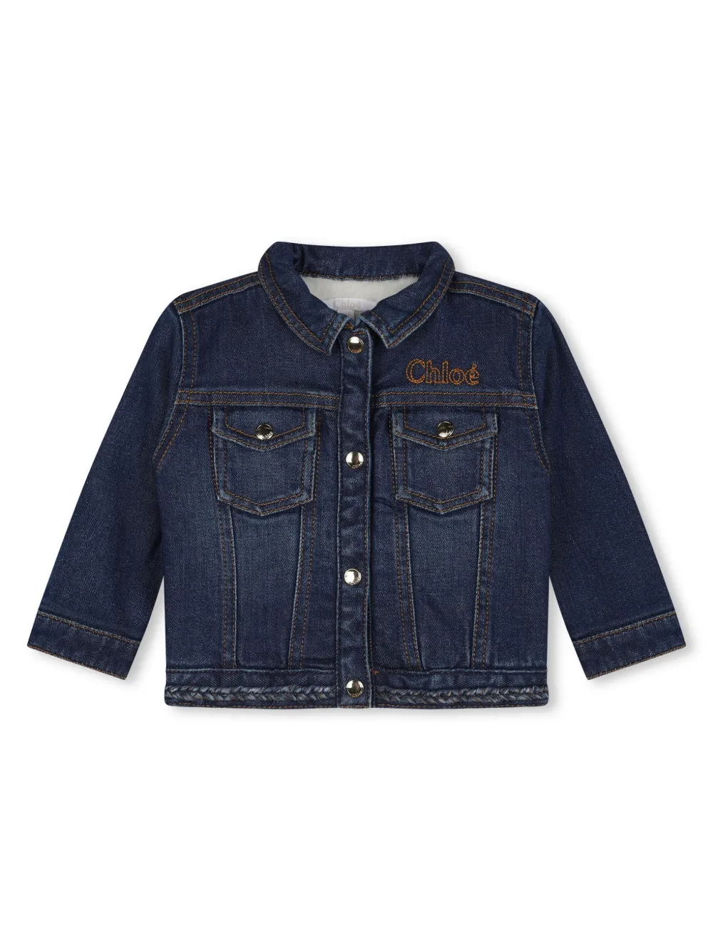 Chloé Kids Spijkerjack met geborduurd logo Blauw