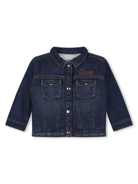 Chloé Kids logo-embroidered denim jacket 