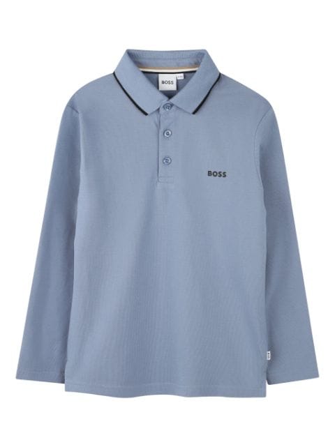 BOSS Kidswear playera tipo polo manga larga