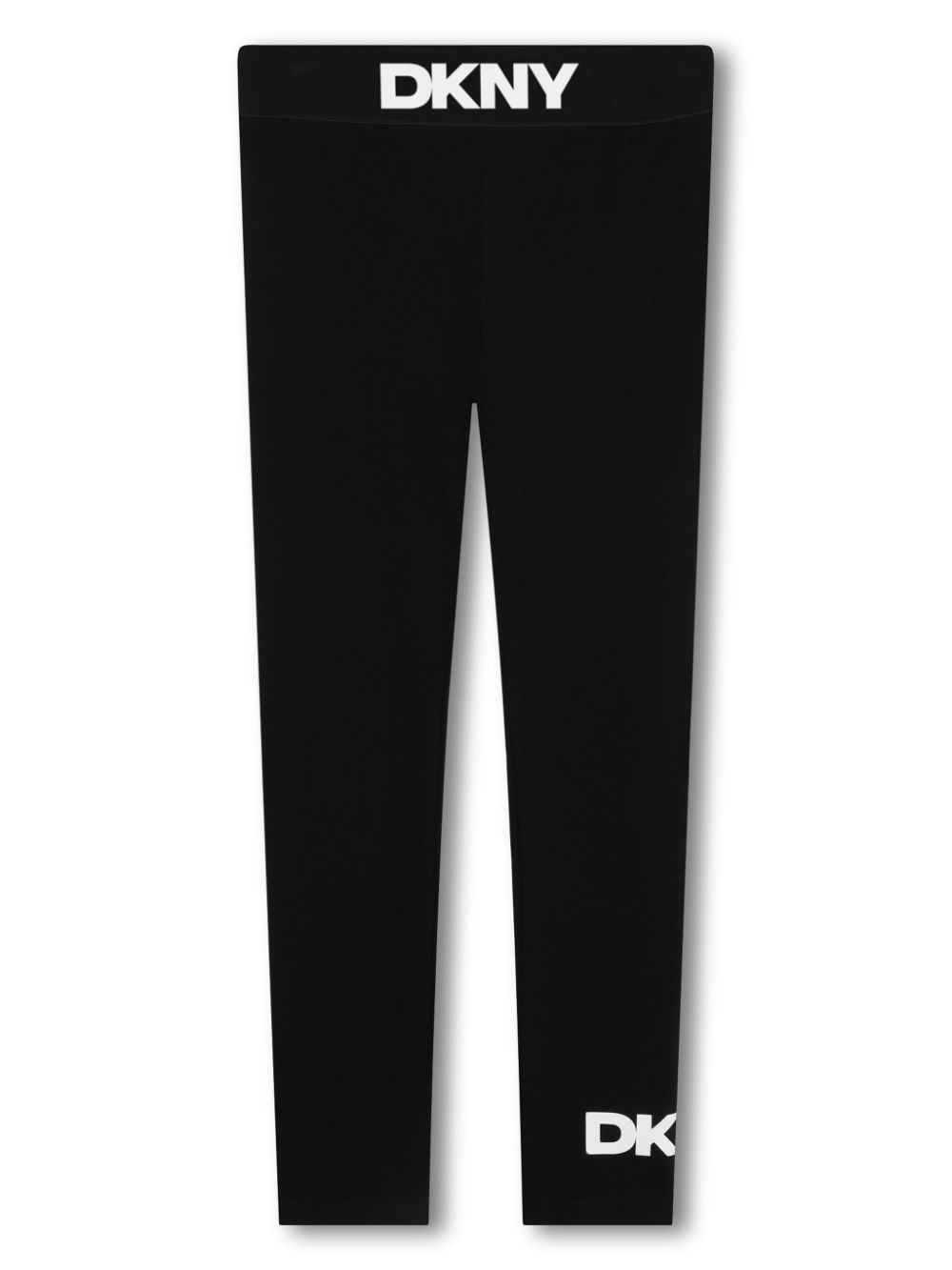 Dkny Kids' Logo-waistband Stretch Leggings In Black