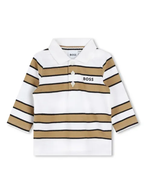 BOSS Kidswear logo-print striped polo shirt