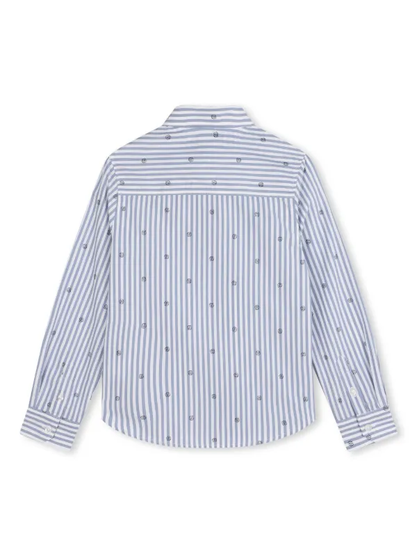 BOSS Kidswear logo-print Striped Cotton Shirt Blue FARFETCH VN