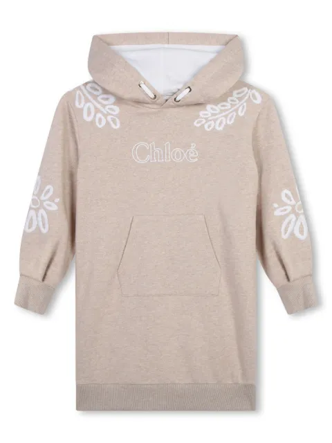 Chloé Kids floral-embroidered hooded dress