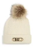 Michael Kors Kids logo-plaque pompom beanie - Neutrals