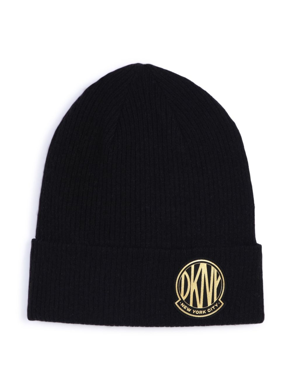 Dkny Kids logo-patch knitted beanie - Black