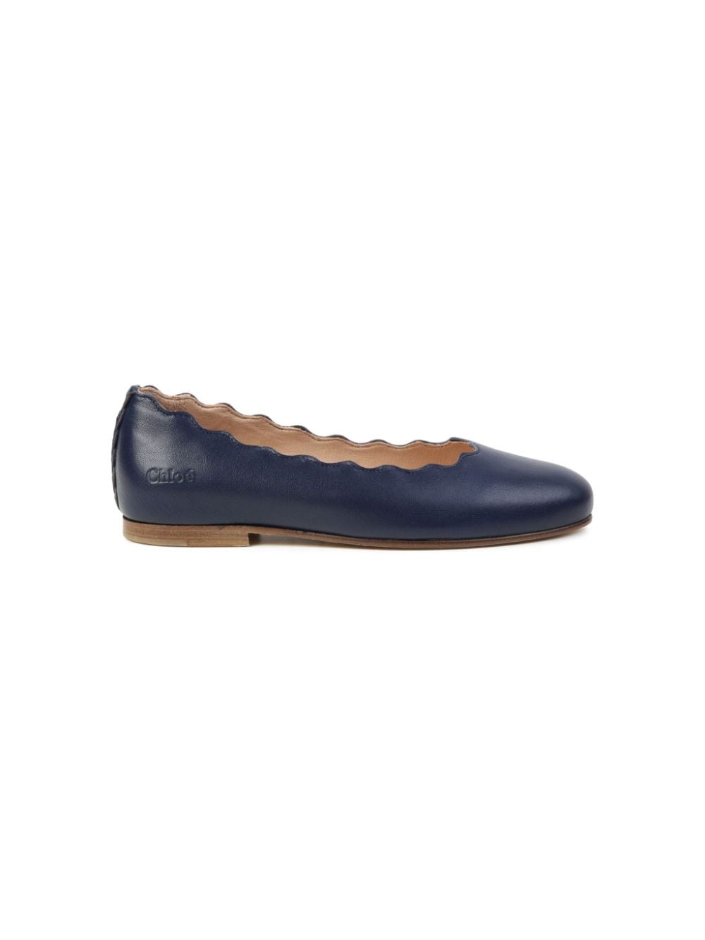 Chloé Kids Gewelfde leren ballerina's - Blauw