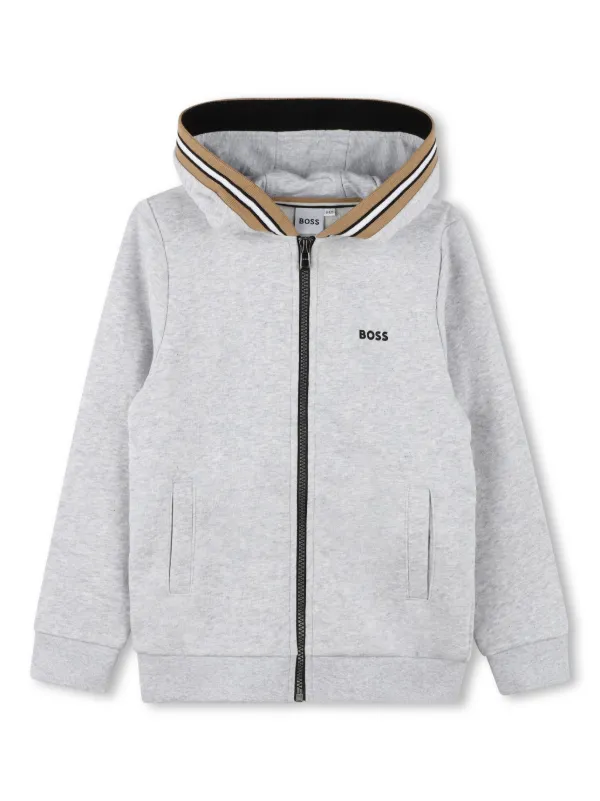 BOSS Kidswear Printed Trimmed Tracksuit Set Grey FARFETCH PH