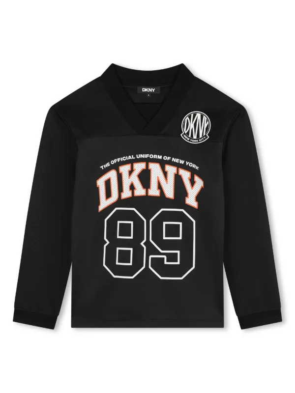 Dkny Kids logo-print V-neck long-sleeve T-shirt Black FARFETCH PH