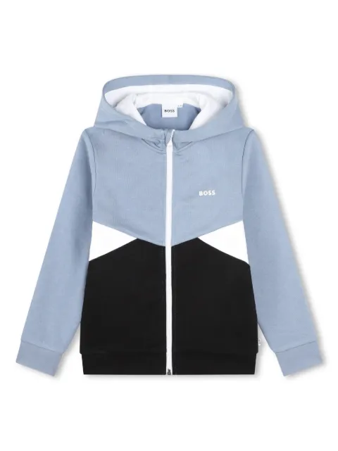BOSS Kidswear colour-block zip-up hoodie