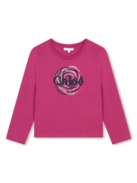 Chloé Kids logo-embroidered cotton T-shirt 