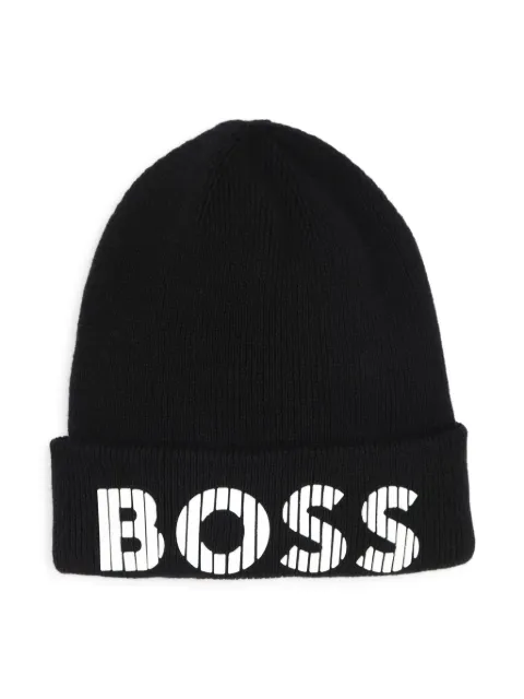 BOSS Kidswear logo-print cotton beanie