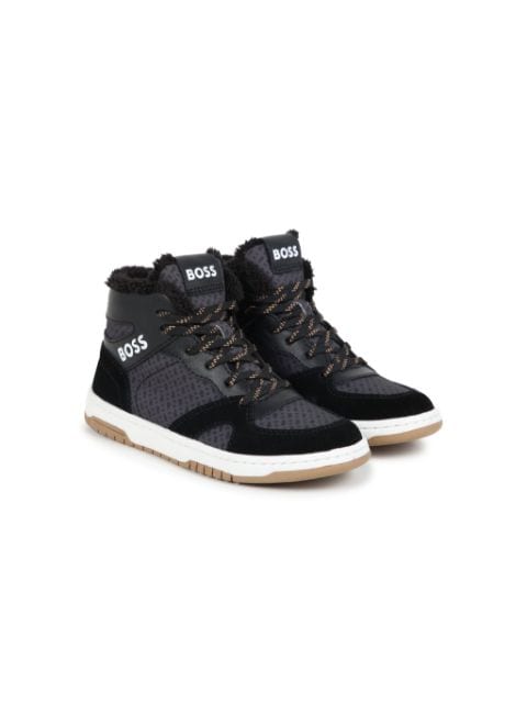 BOSS Kidswear logo-print high-top sneakers