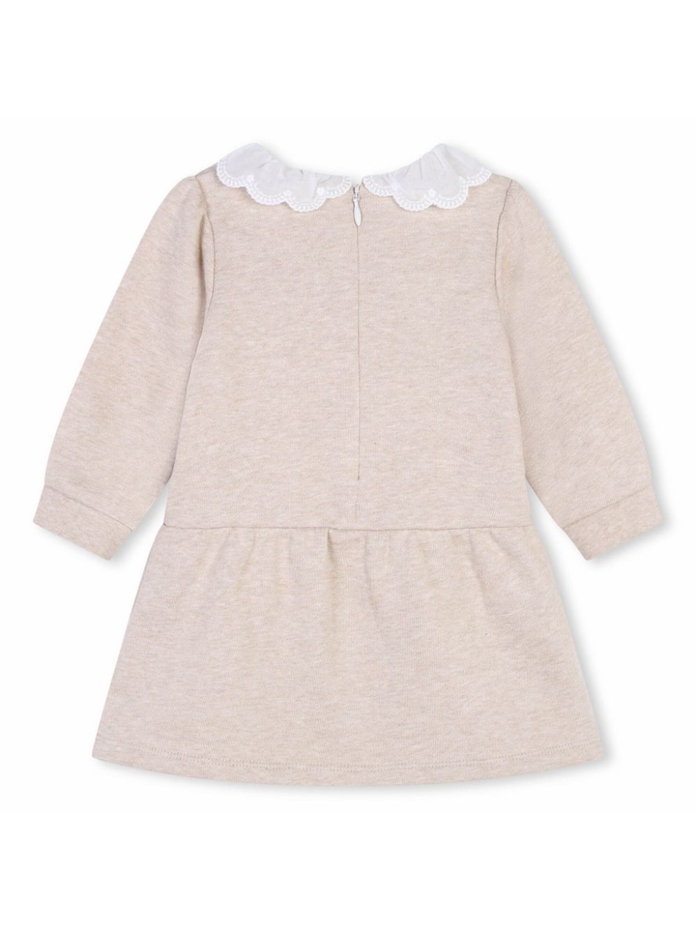 Chloé Kids Jurk met contrasterende kraag van biologisch katoen - Beige