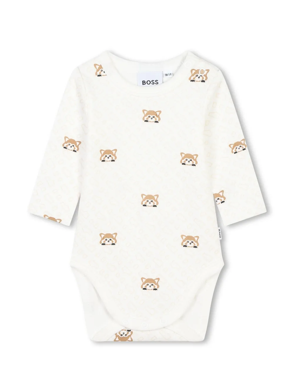 BOSS Kidswear Red Panda romper muts en slabbetje Wit