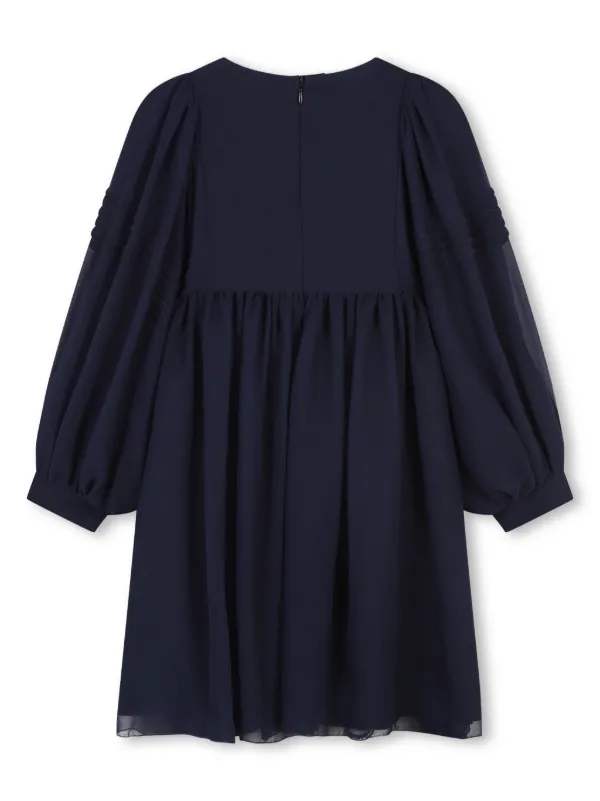 Chlo Kids Layered Silk Dress | Blue | FARFETCH