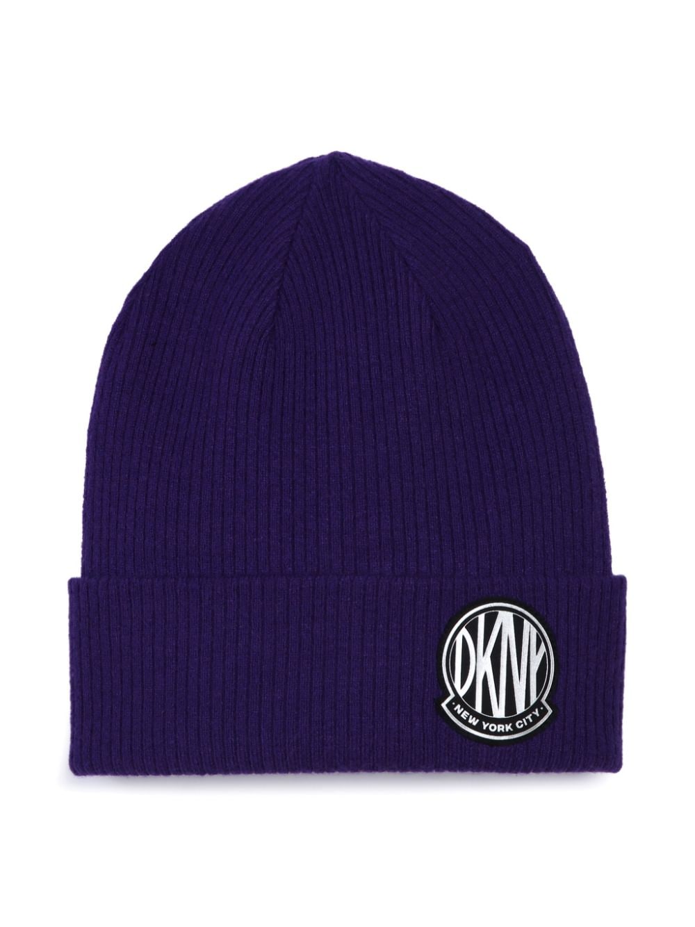 DKNY LOGO-PATCH KNITTED BEANIE 