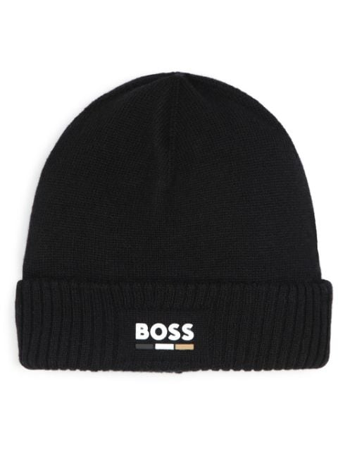 BOSS Kidswear gorro tejido con logo estampado