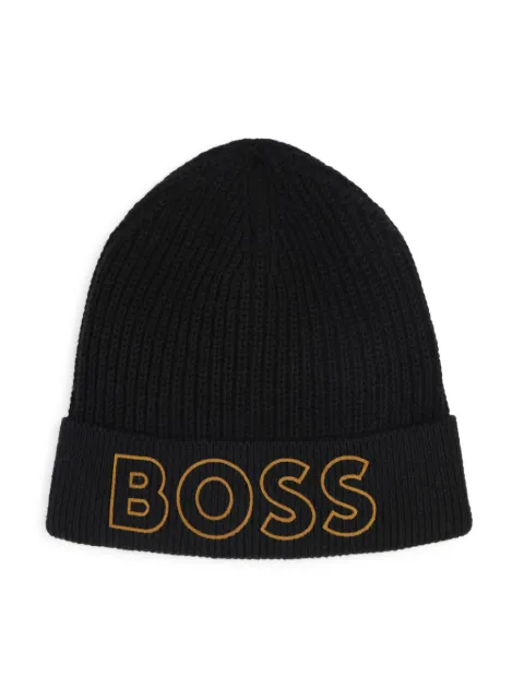BOSS Kidswear logo-embroidered cotton beanie