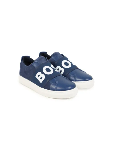 BOSS Kidswear baskets en cuir à bride logo