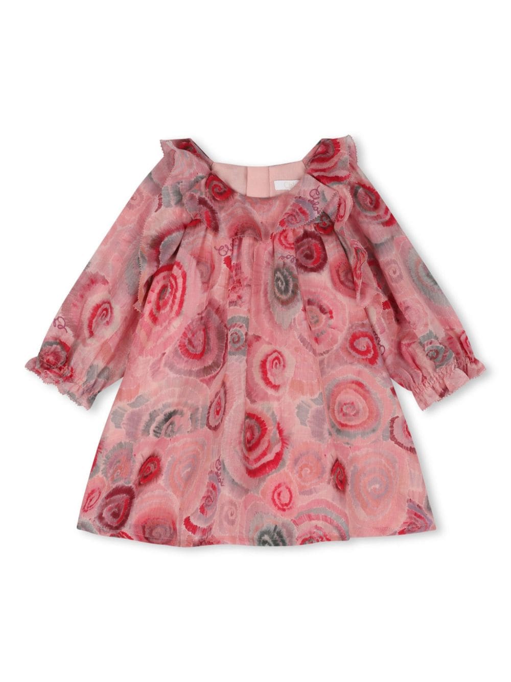 Chloé Babies' Floral-print Ruffled Dress In Pink