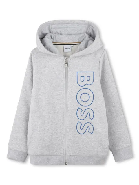 BOSS Kidswear logo-print zip-up hoodie