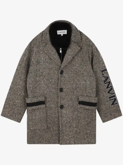 Lanvin Enfant herringbone single-breasted coat