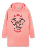 Kenzo Kids Elephant-print hoodie dress - Pink