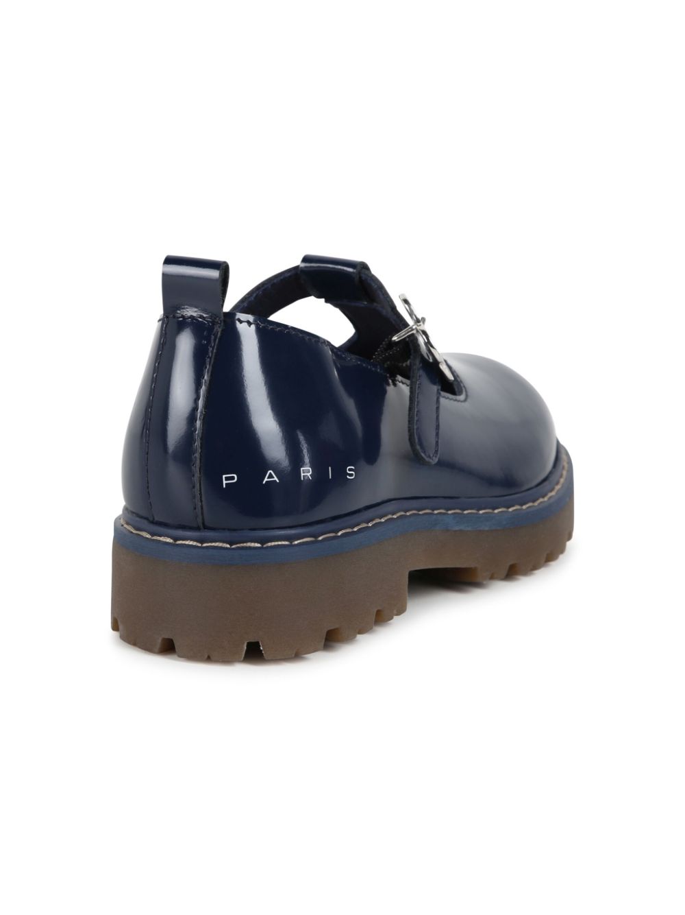 Kenzo Kids logo-print leather ballerina shoes Blue