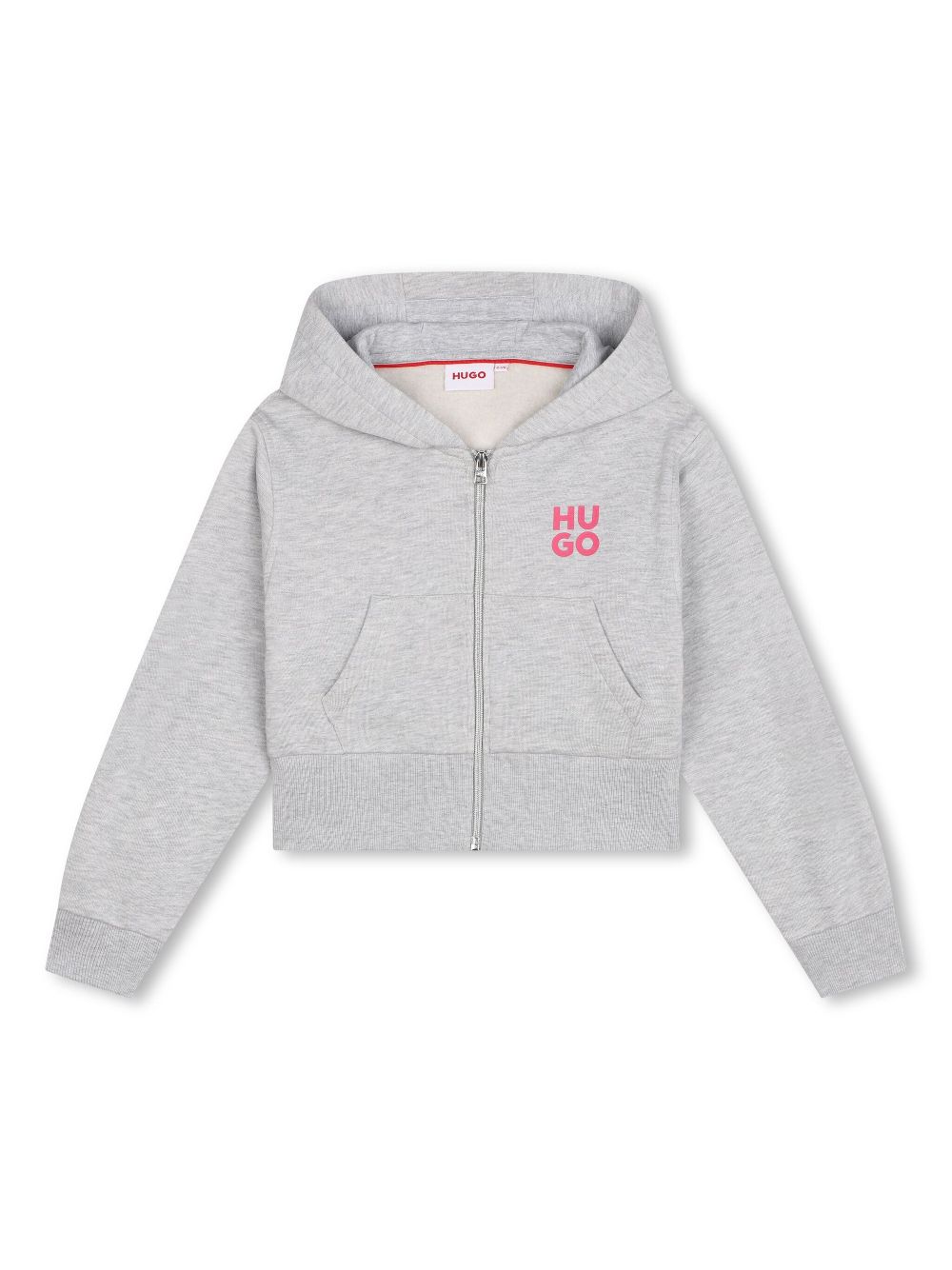 HUGO KIDS logo-print zip-up hoodie - Grey