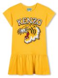 Kenzo Kids Tiger-print cotton dress - Yellow