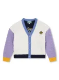 Kenzo Kids colour-block ribbed V-neck cardigan - White