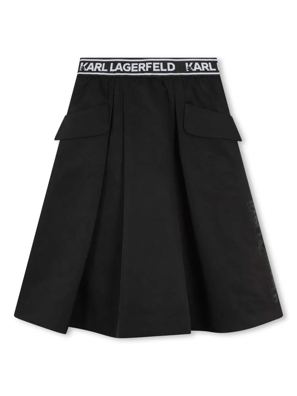 Karl Lagerfeld Kids Midi-rok met logoband Zwart
