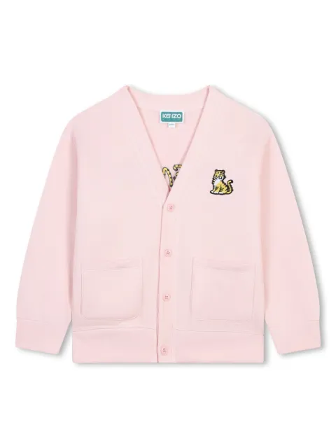 Kenzo Kids tiger-appliqué fleece-texture cardigan