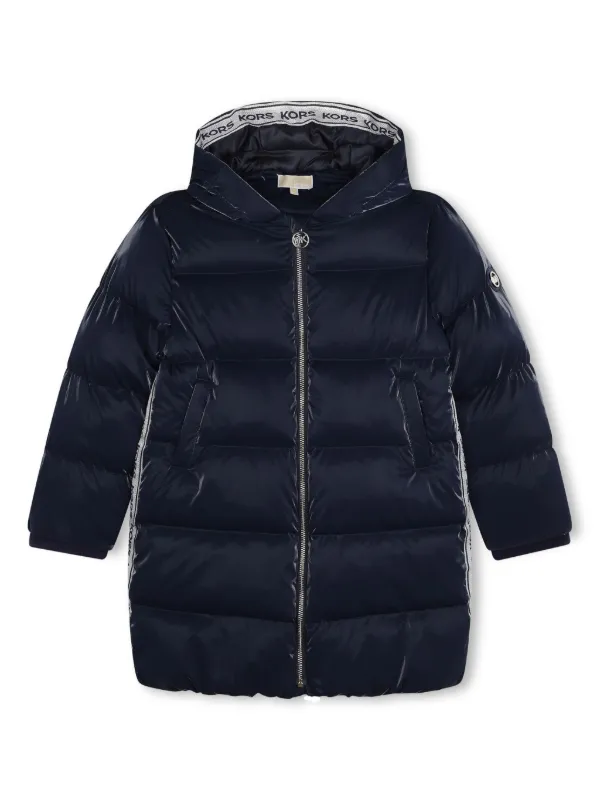 Michael Kors Kids logo tape Quilted Coat Blue FARFETCH UK