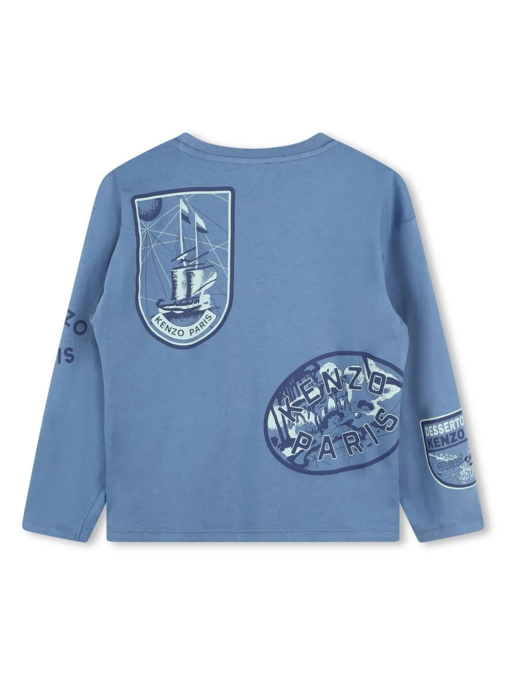 kenzokids Kenzo Kids T-shirt van biologisch katoen met grafische print - Blauw