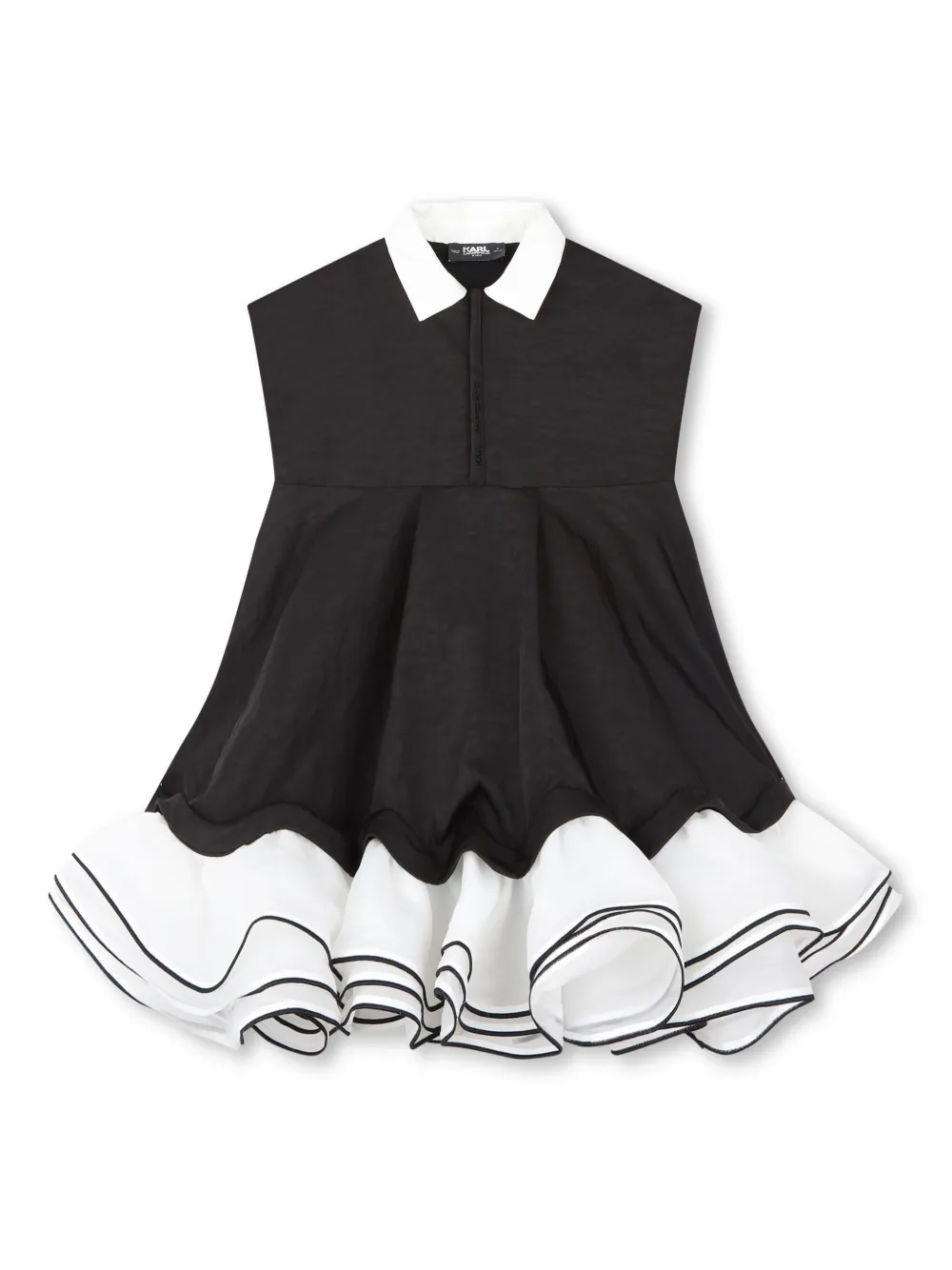 Karl Lagerfeld Kids ruffle-detail two-tone dress | Black | Image 1