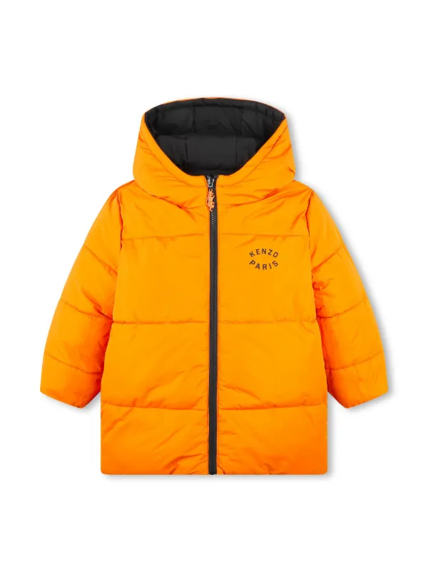 Kenzo Kids logo print Reversible Puffer Jacket Black FARFETCH CA