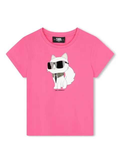Karl Lagerfeld Kids Ikon Choupette T-Shirt mit Strassverzierung