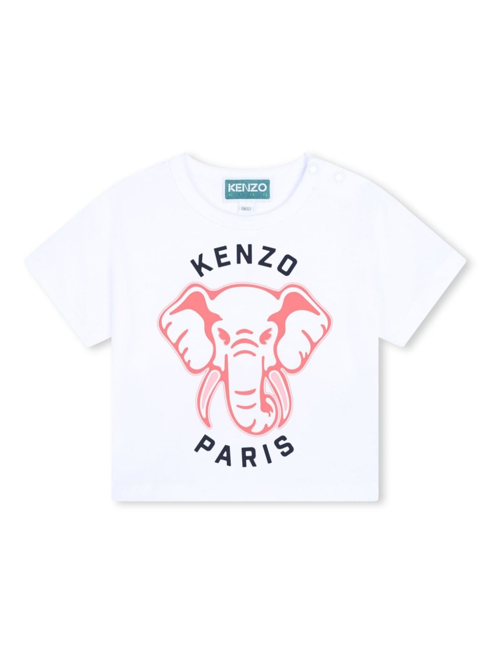 Kenzo Babies' Elephant-print Organic Cotton T-shirt In White