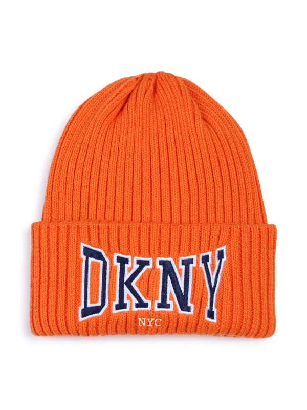 Dkny Kids logo appliqued Beanie Orange FARFETCH UK